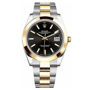 Datejust met zwarte wijzerplaat, goud en staal, 41 mm