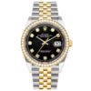 Datejust 36 mm, zwarte wijzerplaat bezet met diamanten