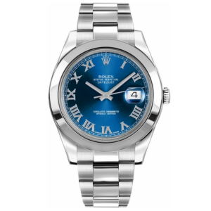 Datejust II met blauwe wijzerplaat en Romeinse cijfers 41 mm